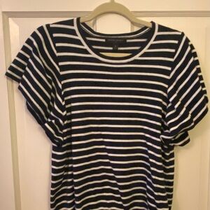 Striped Blue and White Flutter sleeve sweater